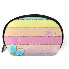 Pastel, Butterfly, Spring, Stripes, Accessory Pouch (Large) from ArtsNow.com Back