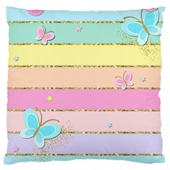 Pastel, Butterfly, Spring, Stripes, Large Premium Plush Fleece Cushion Case (Two Sides) from ArtsNow.com Back