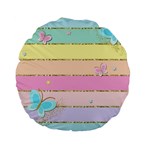 Pastel, Butterfly, Spring, Stripes, Standard 15  Premium Flano Round Cushions