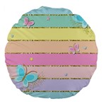 Pastel, Butterfly, Spring, Stripes, Large 18  Premium Flano Round Cushions