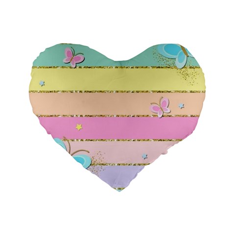 Pastel, Butterfly, Spring, Stripes, Standard 16  Premium Flano Heart Shape Cushions from ArtsNow.com Front