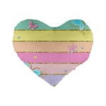 Pastel, Butterfly, Spring, Stripes, Standard 16  Premium Flano Heart Shape Cushions