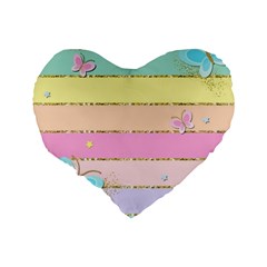 Pastel, Butterfly, Spring, Stripes, Standard 16  Premium Flano Heart Shape Cushions from ArtsNow.com Back