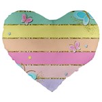 Pastel, Butterfly, Spring, Stripes, Large 19  Premium Flano Heart Shape Cushions