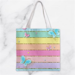 Pastel, Butterfly, Spring, Stripes, Zipper Grocery Tote Bag from ArtsNow.com Front