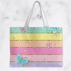 Pastel, Butterfly, Spring, Stripes, Zipper Mini Tote Bag from ArtsNow.com Front