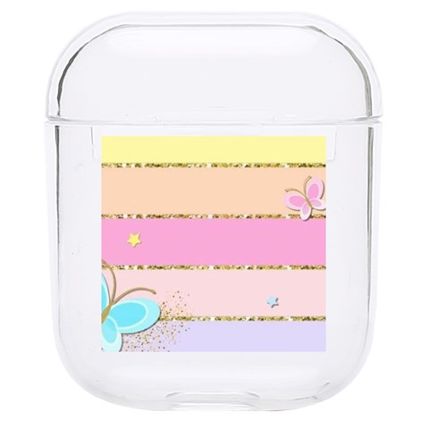 Pastel, Butterfly, Spring, Stripes, Hard PC AirPods 1/2 Case from ArtsNow.com Front