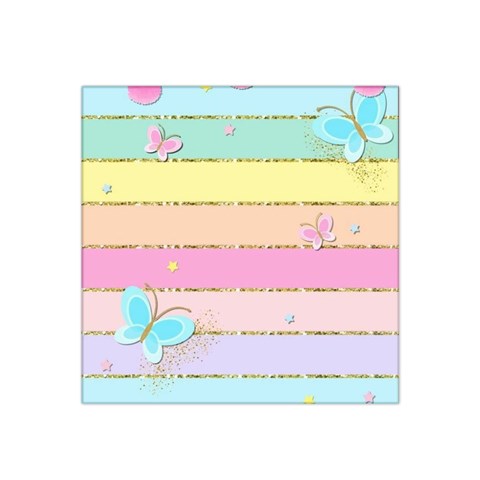 Pastel, Butterfly, Spring, Stripes, Satin Bandana Scarf 22  x 22  from ArtsNow.com Front