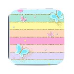 Pastel, Butterfly, Spring, Stripes, Square Metal Box (Black)