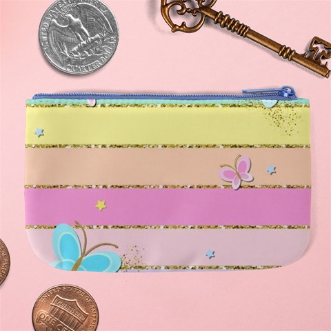 Pastel, Butterfly, Spring, Stripes, Large Coin Purse from ArtsNow.com Back