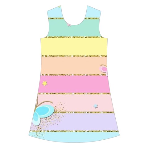 Pastel, Butterfly, Spring, Stripes, Kids  Short Sleeve Velvet Dress from ArtsNow.com Front