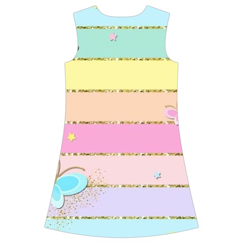 Pastel, Butterfly, Spring, Stripes, Kids  Short Sleeve Velvet Dress from ArtsNow.com Back