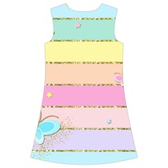 Pastel, Butterfly, Spring, Stripes, Kids  Short Sleeve Velvet Dress from ArtsNow.com Back