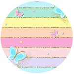 Pastel, Butterfly, Spring, Stripes, Wooden Bottle Opener (Round)