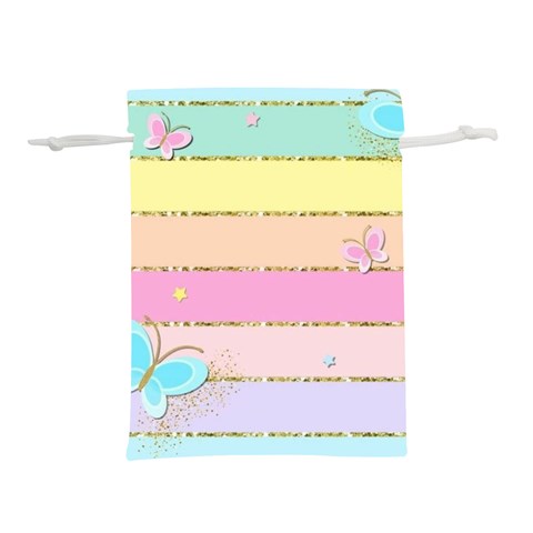 Pastel, Butterfly, Spring, Stripes, Lightweight Drawstring Pouch (L) from ArtsNow.com Front