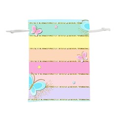 Pastel, Butterfly, Spring, Stripes, Lightweight Drawstring Pouch (L) from ArtsNow.com Back