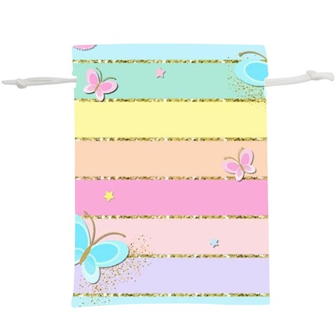 Pastel, Butterfly, Spring, Stripes, Lightweight Drawstring Pouch (XL) from ArtsNow.com Front