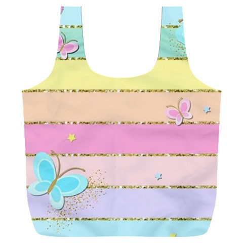 Pastel, Butterfly, Spring, Stripes, Full Print Recycle Bag (XXL) from ArtsNow.com Back