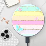 Pastel, Butterfly, Spring, Stripes, Wireless Fast Charger(White)