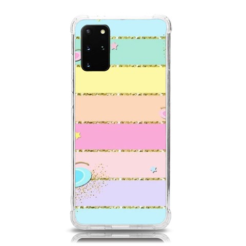 Pastel, Butterfly, Spring, Stripes, Samsung Galaxy S20 Plus 6.7 Inch TPU UV Case from ArtsNow.com Front