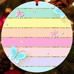 Pastel, Butterfly, Spring, Stripes, UV Print Acrylic Ornament Round