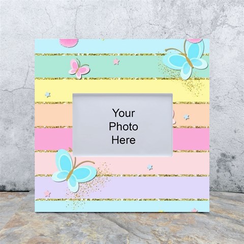 Pastel, Butterfly, Spring, Stripes, White Box Photo Frame 4  x 6  from ArtsNow.com Front