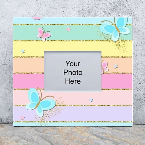 Pastel, Butterfly, Spring, Stripes, White Wall Photo Frame 5  x 7  from ArtsNow.com Front