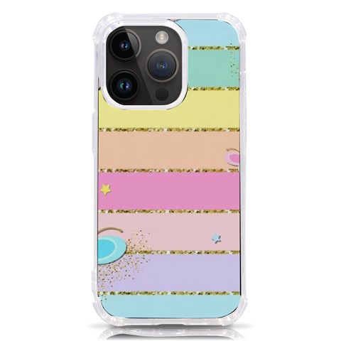 Pastel, Butterfly, Spring, Stripes, iPhone 14 Pro TPU UV Print Case from ArtsNow.com Front