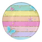 Pastel, Butterfly, Spring, Stripes, Round Glass Fridge Magnet (4 pack)