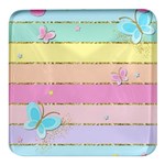 Pastel, Butterfly, Spring, Stripes, Square Glass Fridge Magnet (4 pack)