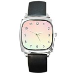 Rainbow Pastel, Purple, Gradient, Light, Led, Pink, Simple Square Metal Watch