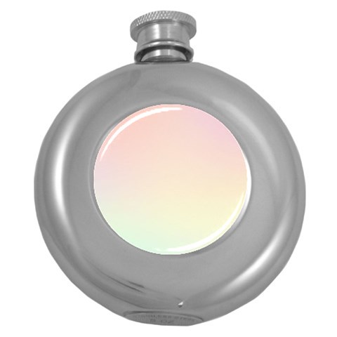 Rainbow Pastel, Purple, Gradient, Light, Led, Pink, Simple Round Hip Flask (5 oz) from ArtsNow.com Front