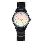 Rainbow Pastel, Purple, Gradient, Light, Led, Pink, Simple Stainless Steel Round Watch