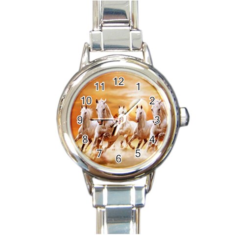 Seven Horses, Sun Round Italian Charm Watch from ArtsNow.com Front