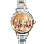 Seven Horses, Sun Round Italian Charm Watch