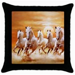 Seven Horses, Sun Throw Pillow Case (Black)