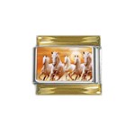 Seven Horses, Sun Gold Trim Italian Charm (9mm)