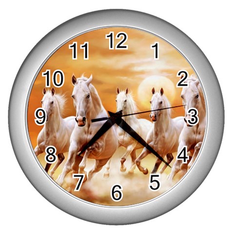 Seven Horses, Sun Wall Clock (Silver) from ArtsNow.com Front