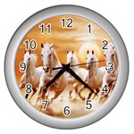 Seven Horses, Sun Wall Clock (Silver)