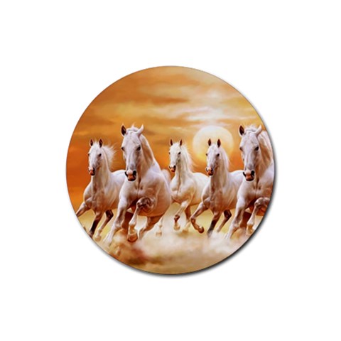 Seven Horses, Sun Rubber Coaster (Round) from ArtsNow.com Front