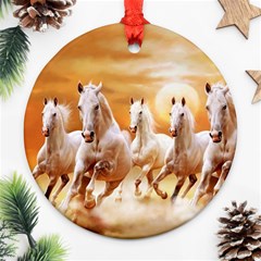 Seven Horses, Sun Round Ornament (Two Sides) from ArtsNow.com Front