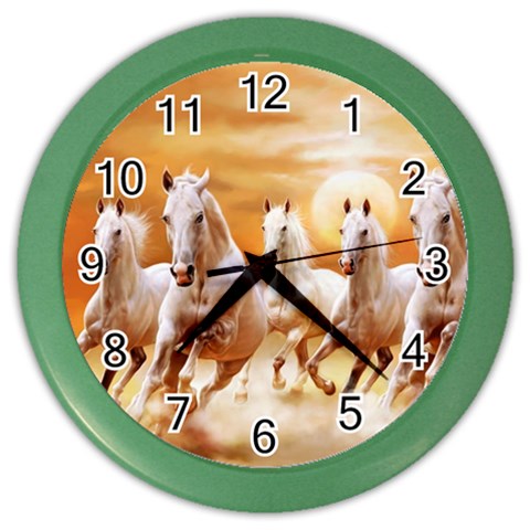 Seven Horses, Sun Color Wall Clock from ArtsNow.com Front