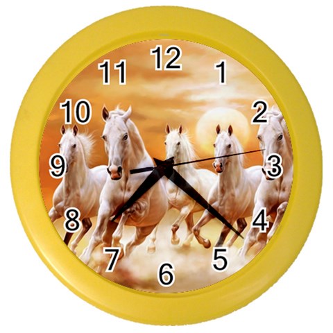 Seven Horses, Sun Color Wall Clock from ArtsNow.com Front