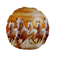 Seven Horses, Sun Standard 15  Premium Round Cushions from ArtsNow.com Front