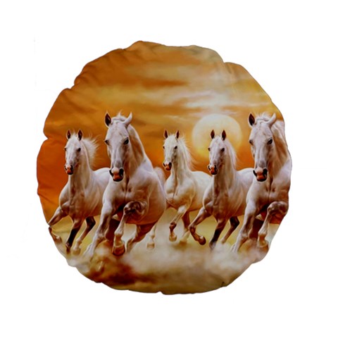 Seven Horses, Sun Standard 15  Premium Flano Round Cushions from ArtsNow.com Back