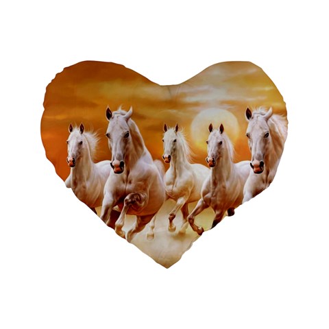 Seven Horses, Sun Standard 16  Premium Flano Heart Shape Cushions from ArtsNow.com Front