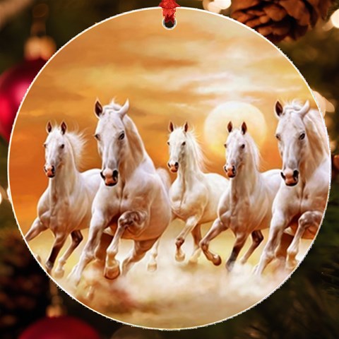 Seven Horses, Sun UV Print Acrylic Ornament Round from ArtsNow.com Front