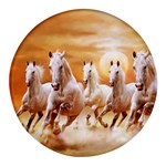 Seven Horses, Sun Round Glass Fridge Magnet (4 pack)