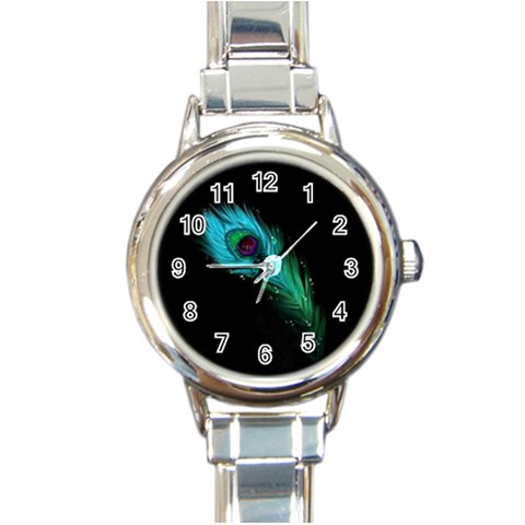 Shree Krishna, Feather, Lord, Rainbows Round Italian Charm Watch from ArtsNow.com Front