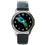 Shree Krishna, Feather, Lord, Rainbows Round Metal Watch